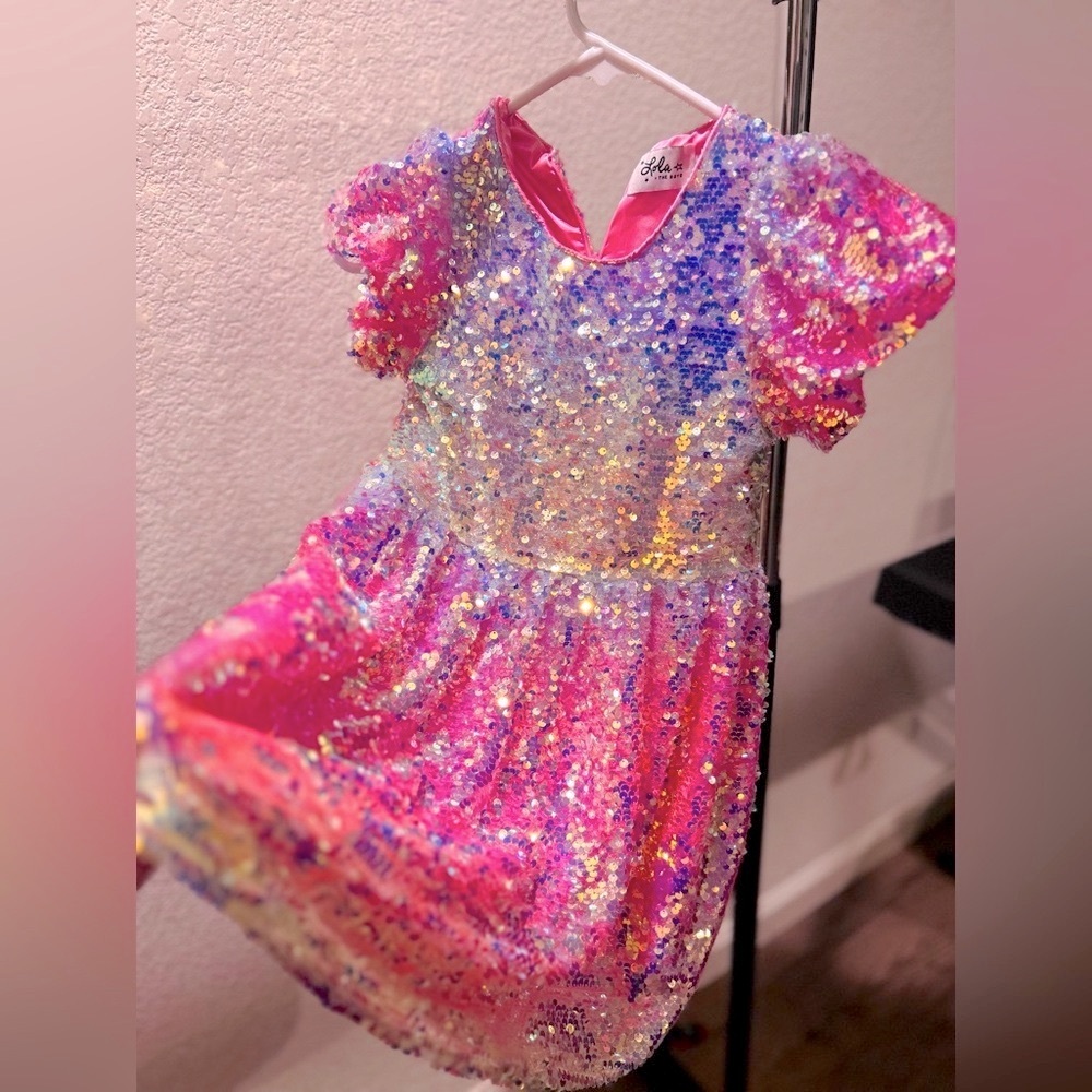 Lola + The Boys Glittery Pink and Purple Dress